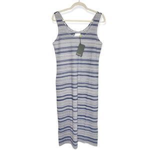 Lysse Mulholland Striped Sleeveless Knit Midi Tank Dress Blue White Large